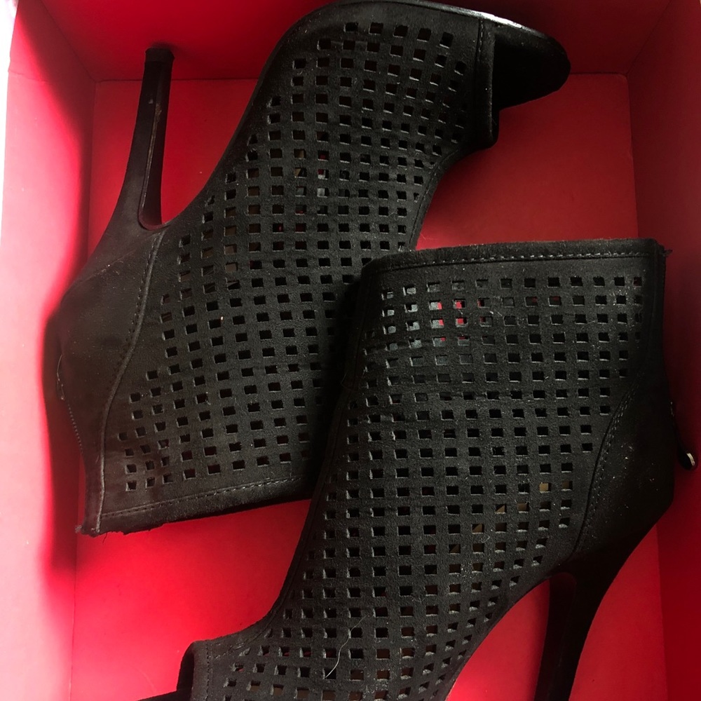 Black open toe high heels